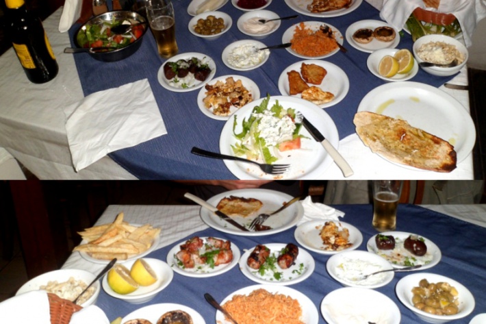 Ciprus - A ciprusi mezével megrakott asztal