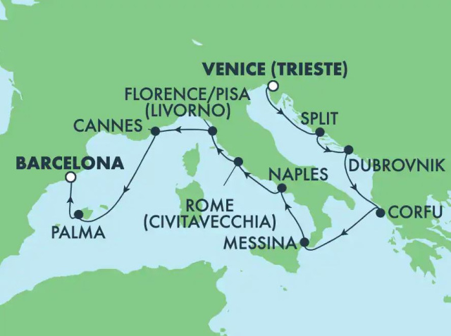 Norwegian Breakaway - 10 éjszakás mediterrán hajóút Velencétől Barcelonáig