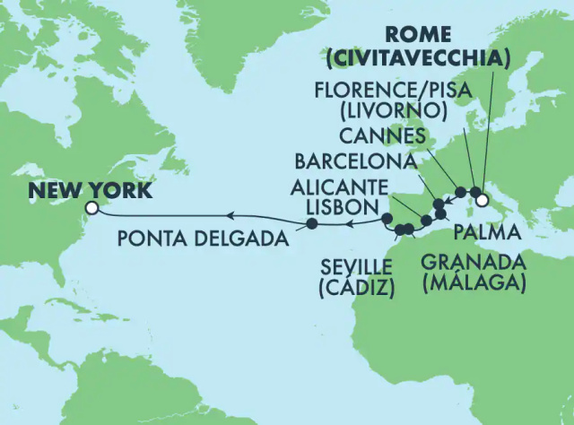 Norwegian Prima - 16 éjszakás transzatlanti hajóút Rómától New Yorkig