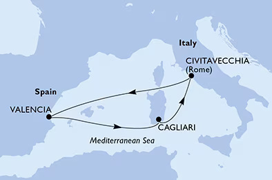 MSC Lirica - 6 napos nyugat-mediterrán hajóút Rómából