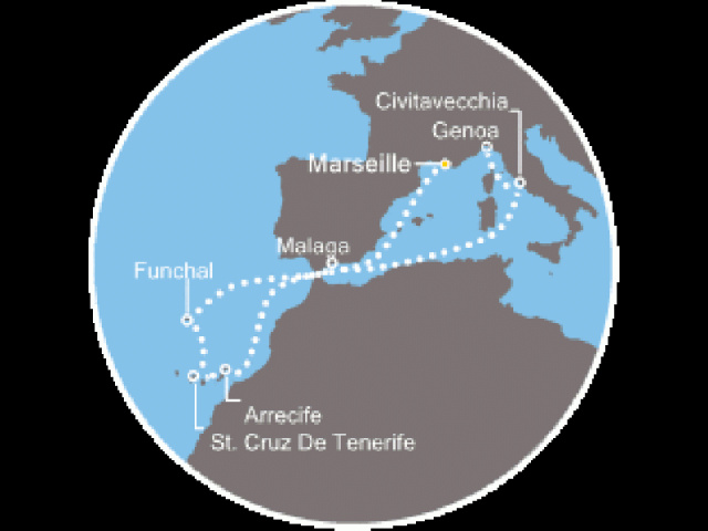 Costa Pacifica - Franciaország, Kanári-szigetek, Madeira, Spanyolország, Olaszország