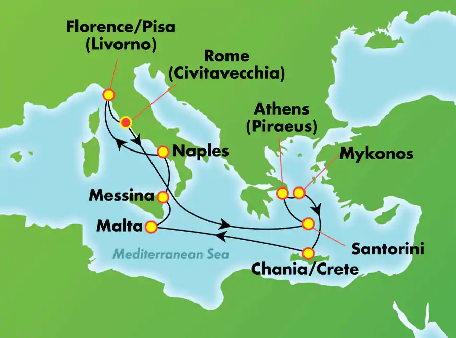 Norwegian Jade - 10 éjszakás hajóút Görög-szigetek és Olaszország Rómából