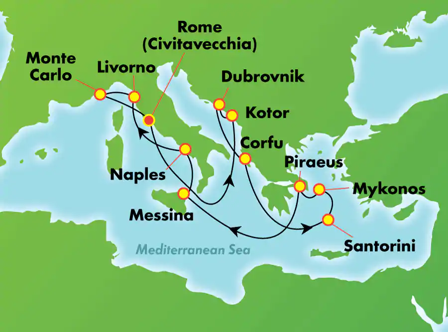 Norwegian Pearl - 13 éjszakás hajóút Görög-szigetek és Olaszország Rómából