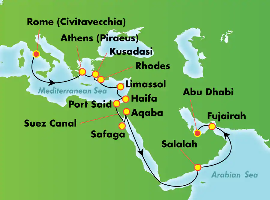 Norwegian Jade - 22 nap Arab Odüsszea: Olaszország, Görögország, Izrael, Egyiptom és Abu Dhabi Rómából