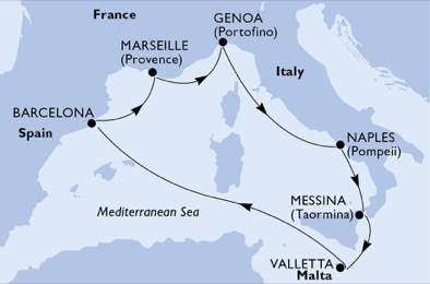 MSC Seaview - Egy hetes nyugat-mediterrán hajóút, kikötéssel Máltán
