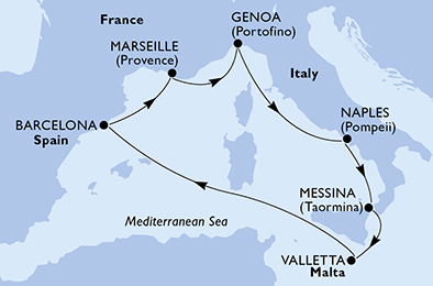 MSC World Europa - Egyhetes Nyugat-mediterrán hajóút