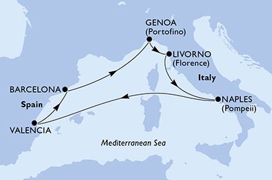 MSC Bellissima - Egy hetes nyugat-mediterrán hajóút Barcelona érintésével