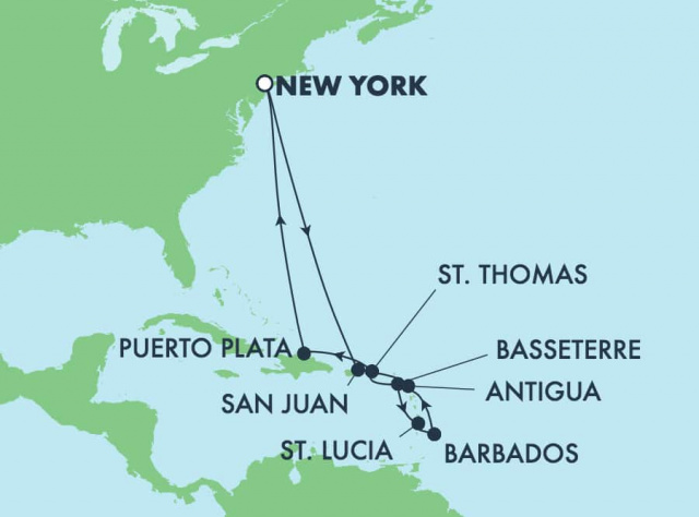 Norwegian Getaway  - 12 éjszakás hajóút New York-ból a dél karibi szigetekig