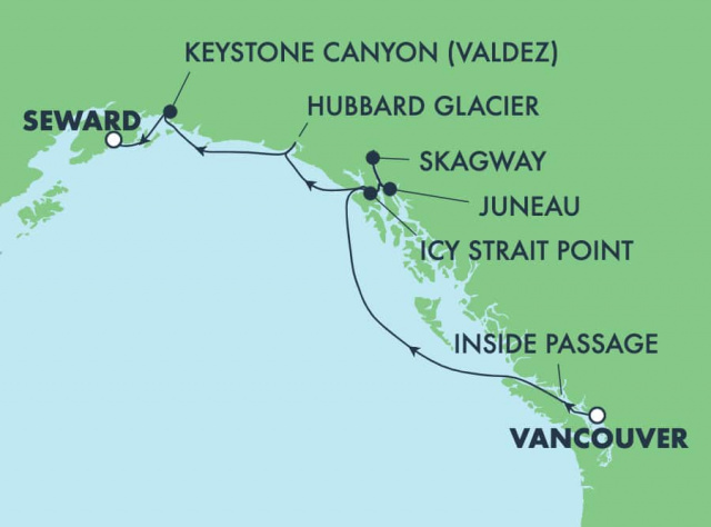 Norwegian Spirit – 7 éjszakás alaszkai hajóút, Vancouver-Seward irány (Hubbard-gleccser, Skagway)