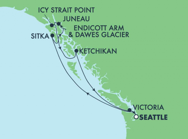 Norwegian Bliss – 7 éjszakás alaszkai hajóút Seattle-ből (Dawes-gleccser, Juneau, Ketchikan)