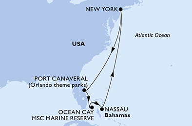 MSC Meraviglia - Egy hetes Bahamák hajóút New Yorkból