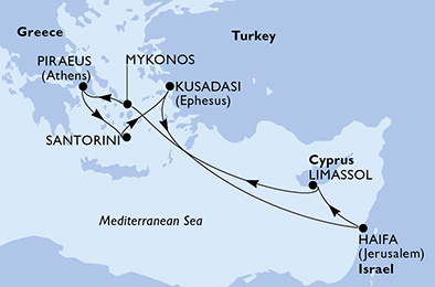 MSC Musica - Izraeltől Görögországig - csoportos hajóút magyar idegenvezetővel