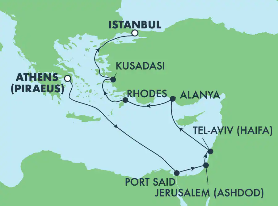 Norwegian Gem- 11 éjszakás mediterrán hajóút - Görögország, Törökország, Egyiptom és Izrael, Ciprus