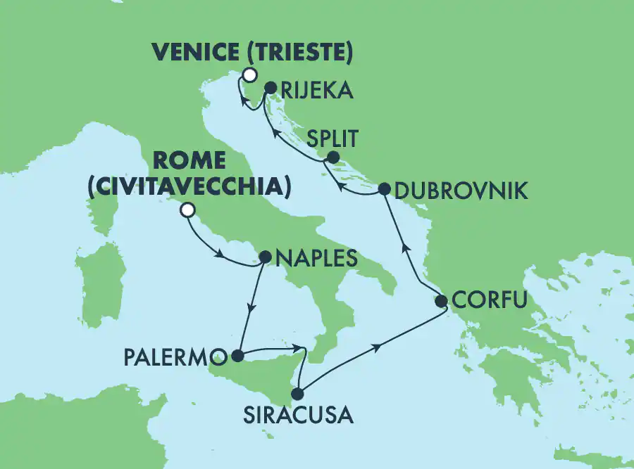 Norwegian Getaway - 9 éjszakás mediterrán hajóút Rómától Velencéig
