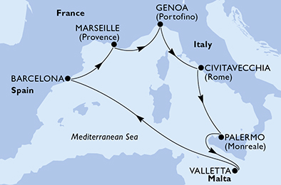MSC World Europa - Egy hetes nyugat-mediterrán hajóút ősszel