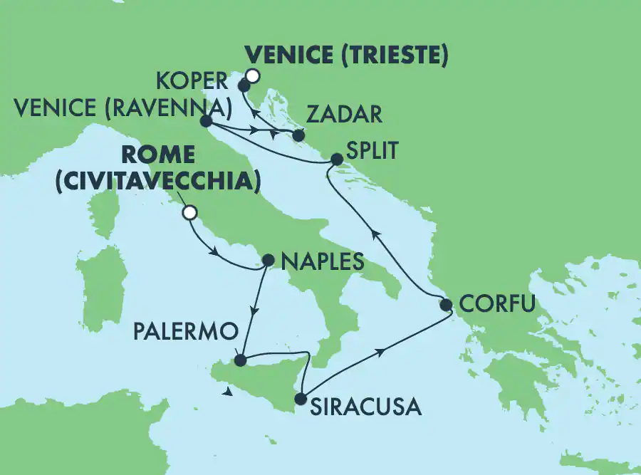 Norwegian Viva - 9 éjszakás mediterrán hajóút Rómából (Olaszország, Görögország és Horvátország)