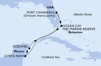 MSC Seashore - 7 éjszakás nyugat-karibi hajóút