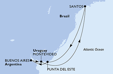 MSC Armonia - 7 éjszakás dél-amerikai hajóút Sao Pauloból