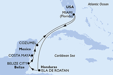 MSC Divina - 7 éjszakás nyugat-karibi hajóút Miami-ból