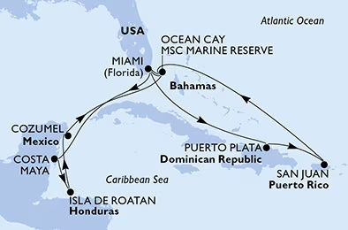MSC World America - 2 hetes karibi hajóút Miamiból