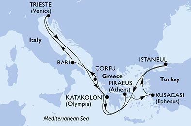 MSC Fantasia - 9 éjszakás kelet-mediterrán hajóút