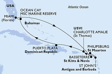 MSC Divina - 10 éjszakás kelet-karibi hajóút Miami-ból