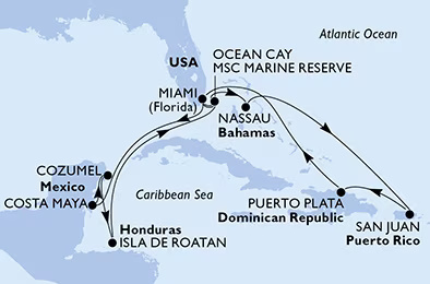 MSC Seaside - Két hetes hajóút a Karib-térségben