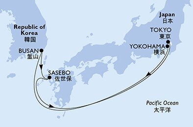 MSC Bellissima - 5 éjszakás távol-keleti hajóút Jokohama-ból dél-koreai kitekintéssel 