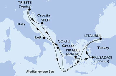 MSC Splendida - 9 éjszakás kelet-mediterrán hajóút 