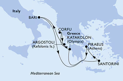 MSC Sinfonia - Egy hetes görög hajóút Bariból