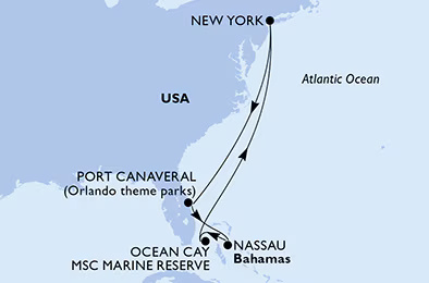 MSC Meraviglia - Egy hetes Bahamák hajóút New Yorkból