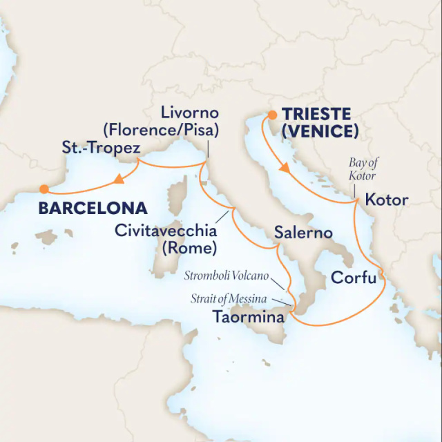 MS Oosterdam - 11 éjszakás mediterrán hajóút Barcelonából az olasz csizmát megkerülve