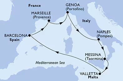 MSC World Europa - Egy hetes nyugat-mediterrán hajóút