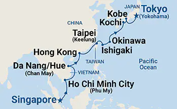 Diamond Princess - 15 éjszakás délkelet-ázsiai és japán hajóút Szingapúrból