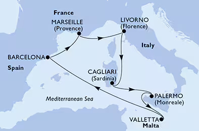 MSC Splendida - 7 éjszakás mediterrán hajóút Málta érintésével