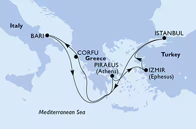 MSC Lirica - 7 éjszakás kelet-mediterrán hajóút télen