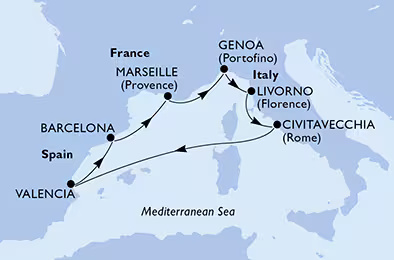 MSC Orchestra - 7 éjszakás nyugat-mediterrán hajóút télen