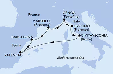 MSC Orchestra - 8 napos nyugat-mediterrán hajóút  