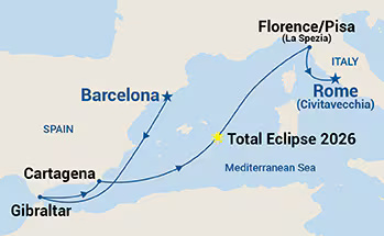 Sun Princess - 7 éjszakás nyugat-mediterrán hajóút / Napfogyatkozás 2026