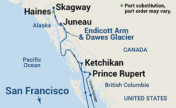 Ruby Princess - 10 éjszakás alaszkai hajóút 