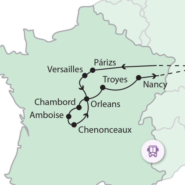 
Loire-menti kastélyok és Párizs
