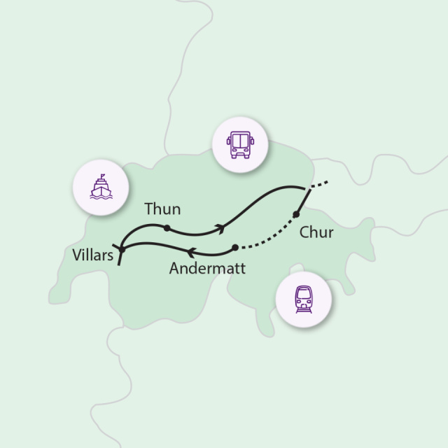 
Vonaton, vízen, levegőben Svájcban
