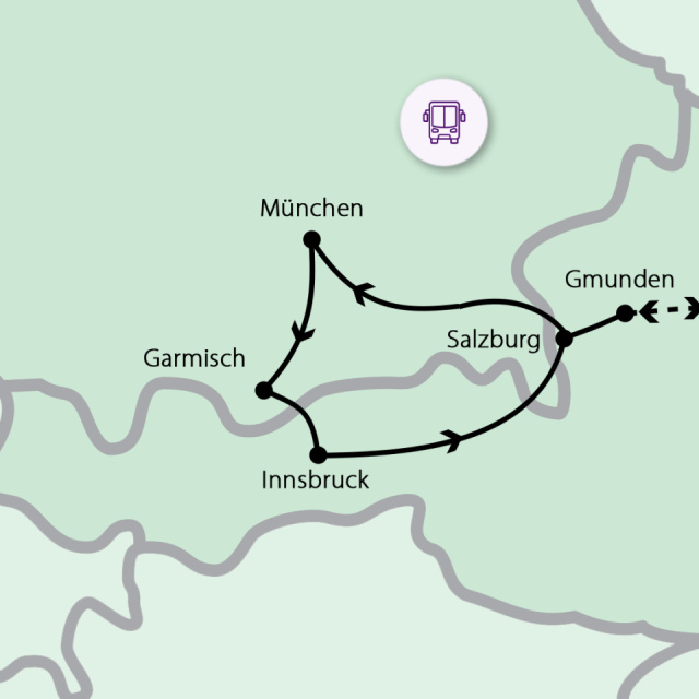 
Az Alpok aranyútja – Salzburg, München, Innsbruck
