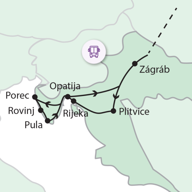 
Plitvicei-tavak és az Isztriai-félsziget
