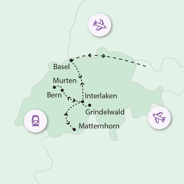 
A hófödte hegyek közt Svájcban

