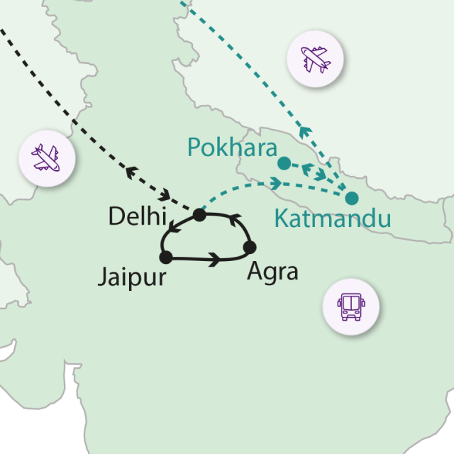 
India mesés Aranyháromszöge - Hosszabbítással Nepálban
