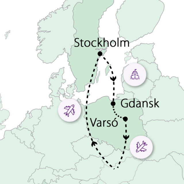 
Stockholm - Gdansk - Varsó
