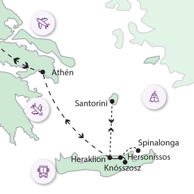 
Kréta, a Minotaurus szigete és Athén
