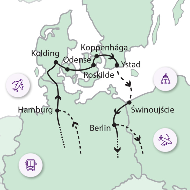 
Hanza városok és Dánia - repülővel
