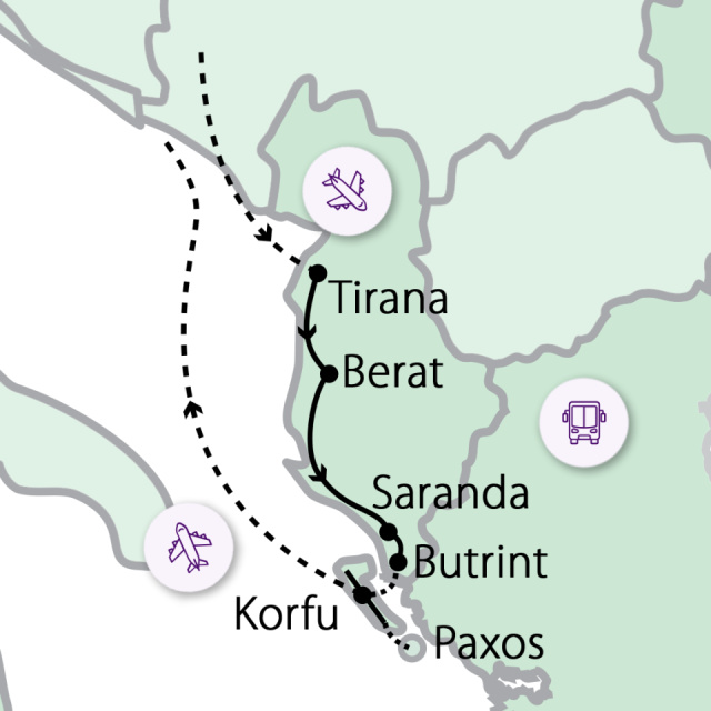 
Dél-Albánia partjaitól Korfu szigetéig
